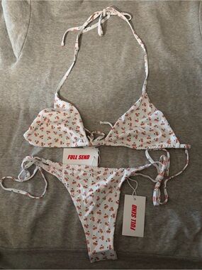 🍒🔥 NWT FULL SEND Nelk Boys Cherry Print Thong Bikini Set | Size Large 🔥🍒